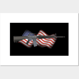 M16 Rifle with US Flag Posters and Art